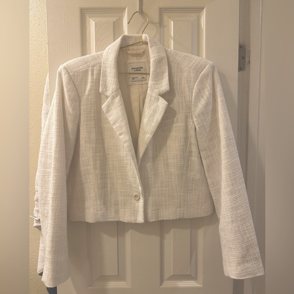 White Cropped Abercrombie Blazer